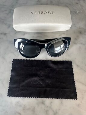 Versace Women's Glossy Black Cat-Eye Sunglasses